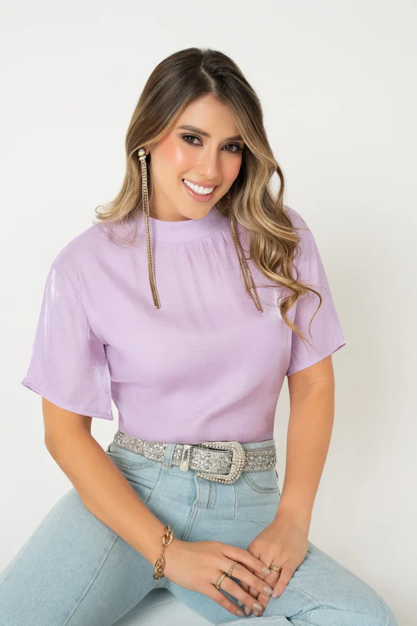 Blusa Manga Corta Morada
